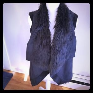 Michael Kors Black Faux Suede/Fur Vest
